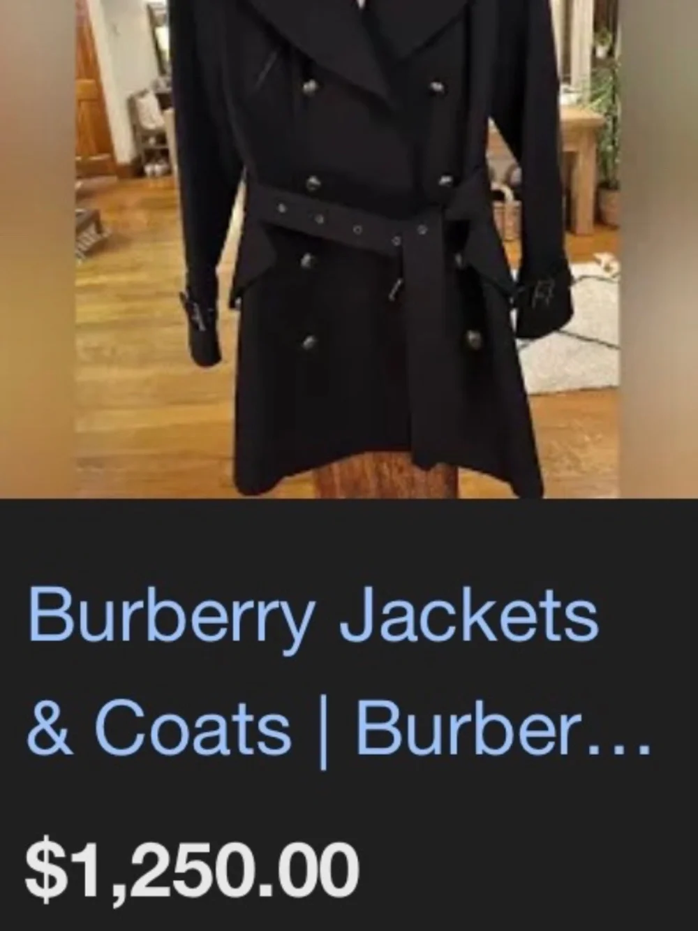 Authentic Burberry Brit Navy Blue Wool & Leather Trench Coat Sz US4 / XS - Picture 10 of 10